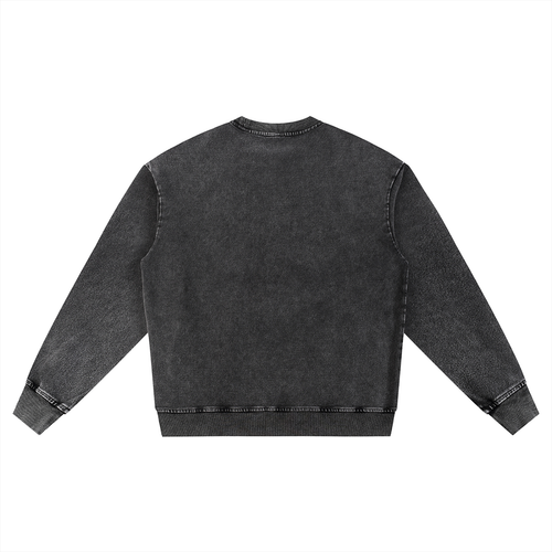 Ghost Hunting Snow Wash Oversized Crewneck Sweatshirt