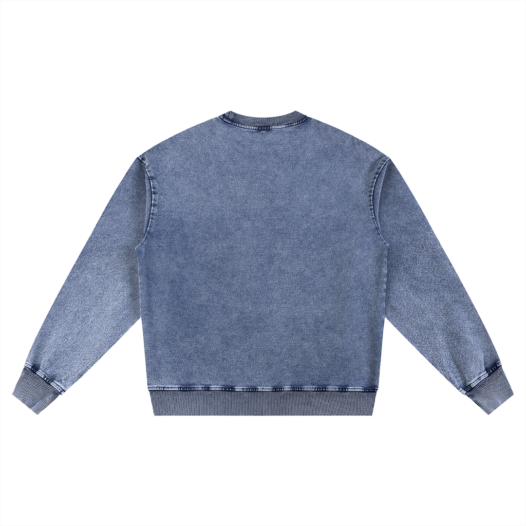 Ghost Hunting Snow Wash Oversized Crewneck Sweatshirt