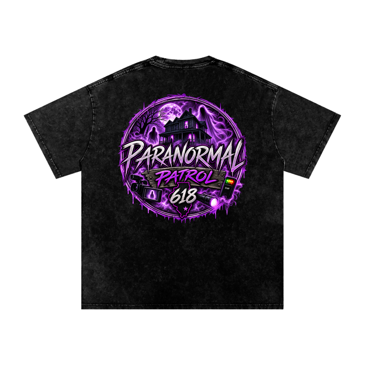 Paranormal Patrol Snow Washed Oversized Cotton T-Shirt