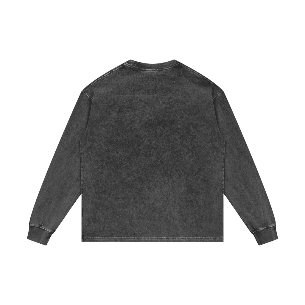 Ghost Hunting Acid Wash Oversize Long Sleeve T-Shirt
