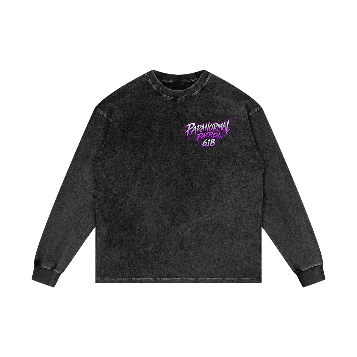 Paranormal Patrol Acid Wash Oversize Long Sleeve T-Shirt